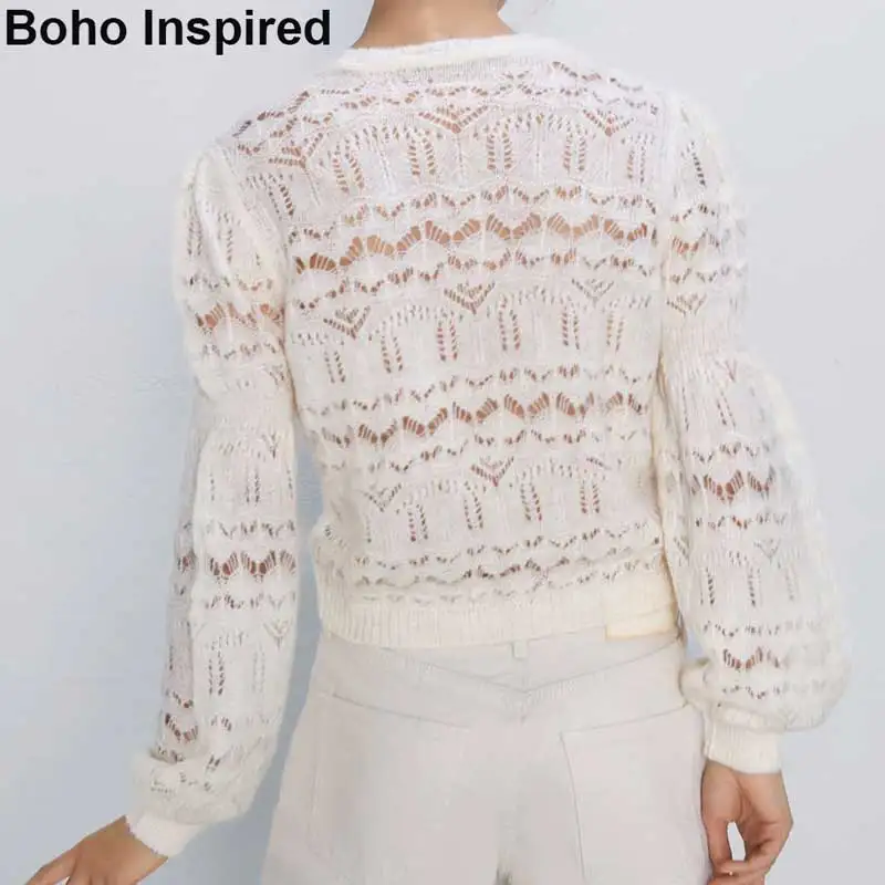 Boho Inspired OPEN KNIT SWEATER round neck long sleeves pullover sweater women hollow out casual chic 2019 winter jumper | Женская