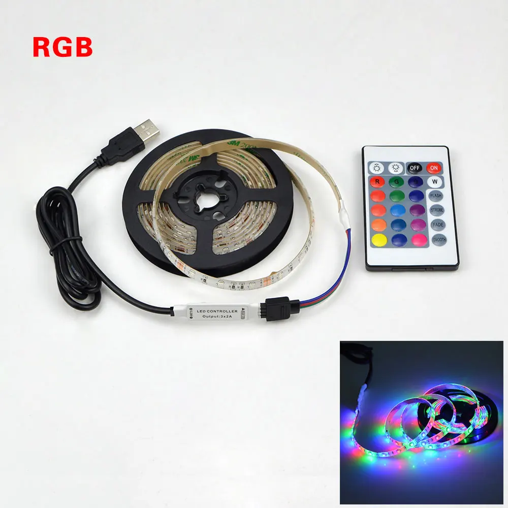 changeable 5 м USB Светодиодная лента светильник 5 в USB кабель питания DIY RGB светодиодный ТВ ПОДСВЕТКА лента Диодная лента PC спальня кухонный Декор светодиодный светильник для дома - Испускаемый цвет: changeable