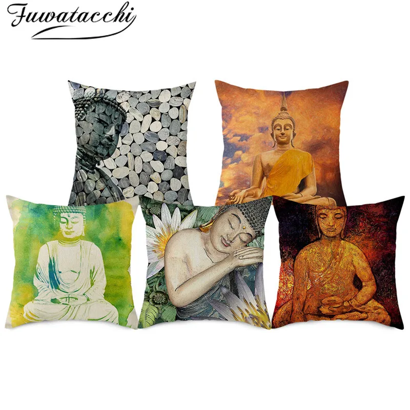Фуватакчи льняная Будда фото наволочка буддизм Бог портрет пледы наволочки для