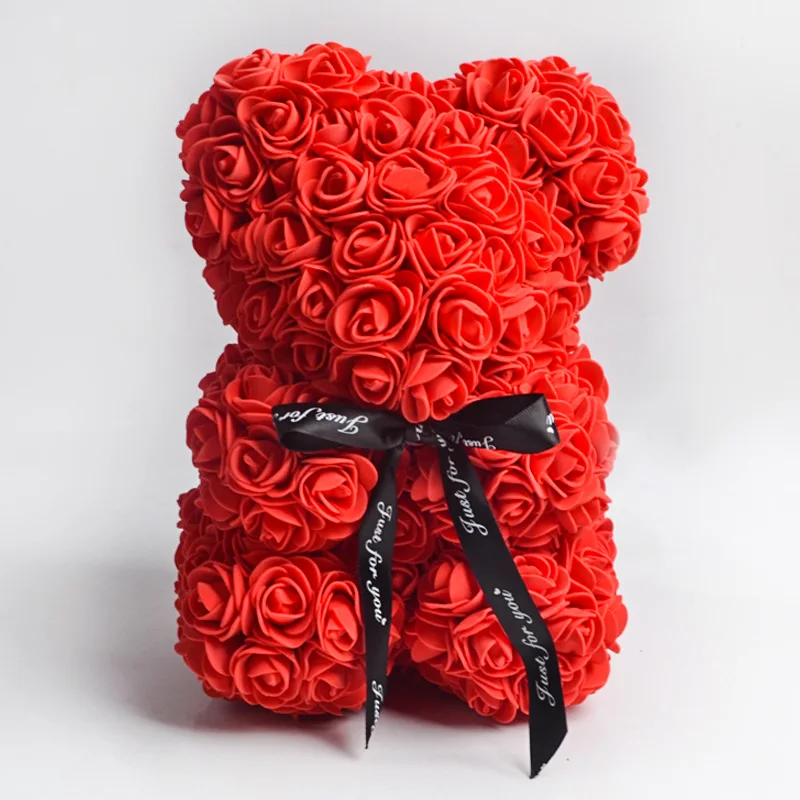 

DIY Eddy Rose Bear with Box Artificial PE Flower 25cm Bear Rose Valentine's Day for Girlfriend Women Wife Mother's Day Gifts