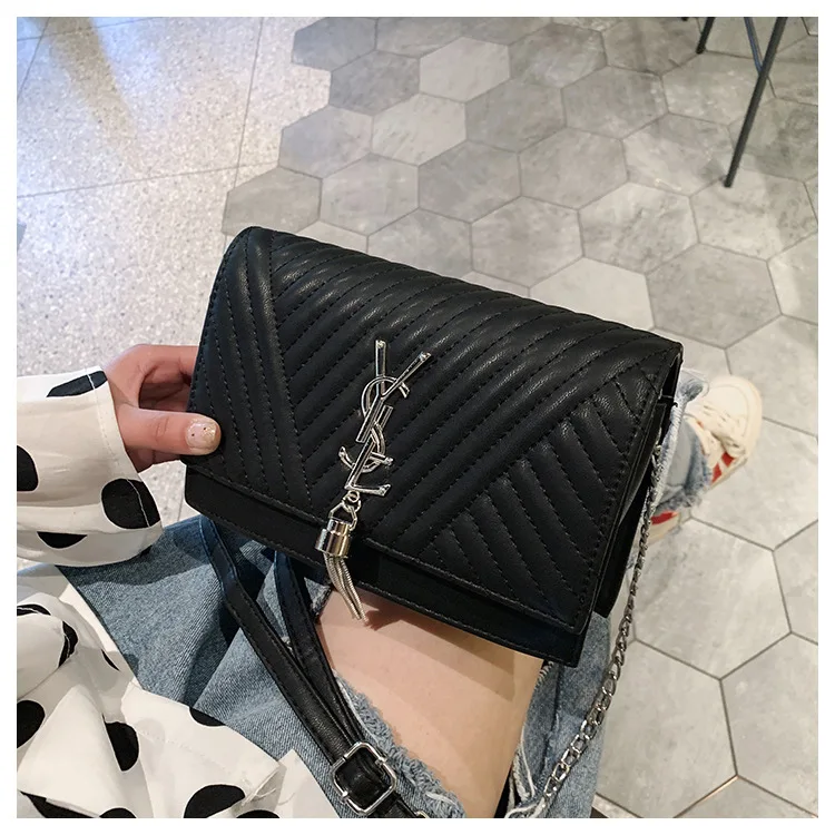 

Women 2021 New Luxury Brand Designer Female Bag Squaer Shape Handbag Classic Metal Tassel Shoulder Bag Famous Crossbody Bags Pu