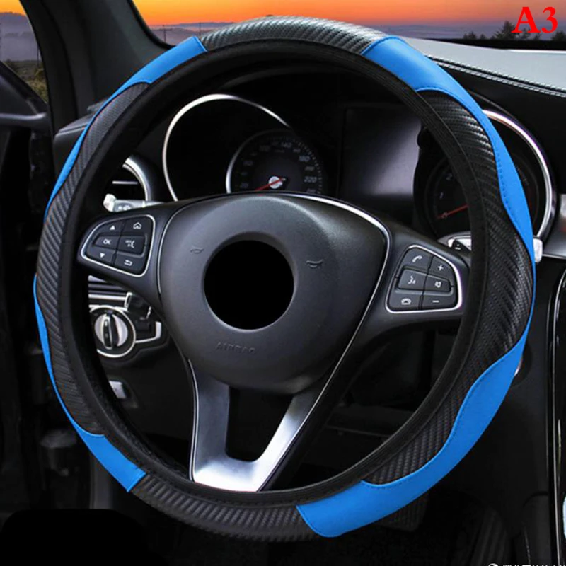 

Car Steering Wheel Cover Breathable Anti Slip PU Leather Steering Covers Decor Comfortable And Wearable