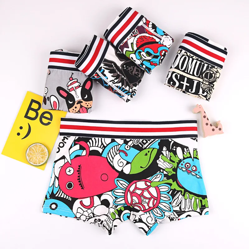 

woman Boyshort Trend cartoon 11 colors Cotton Handsome t pants neutral Mid-Rise Panties Underwear A19135