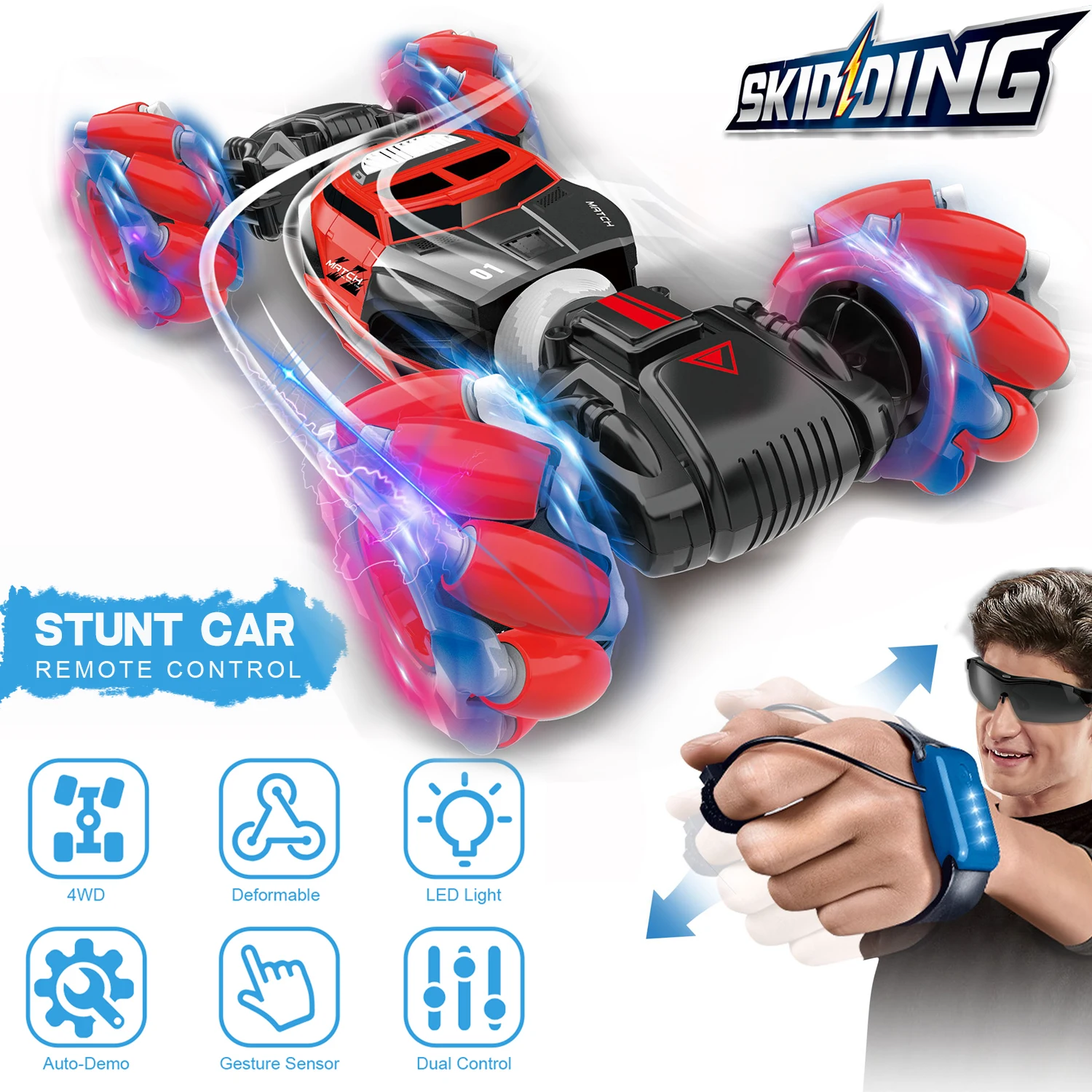 GOOLRC 4WD RC трюк автомобиль часы Датчик жестов управление деформируемый электрический RC Дрифт автомобиль трансформатор игрушки Детские подарки с светодиодный светильник