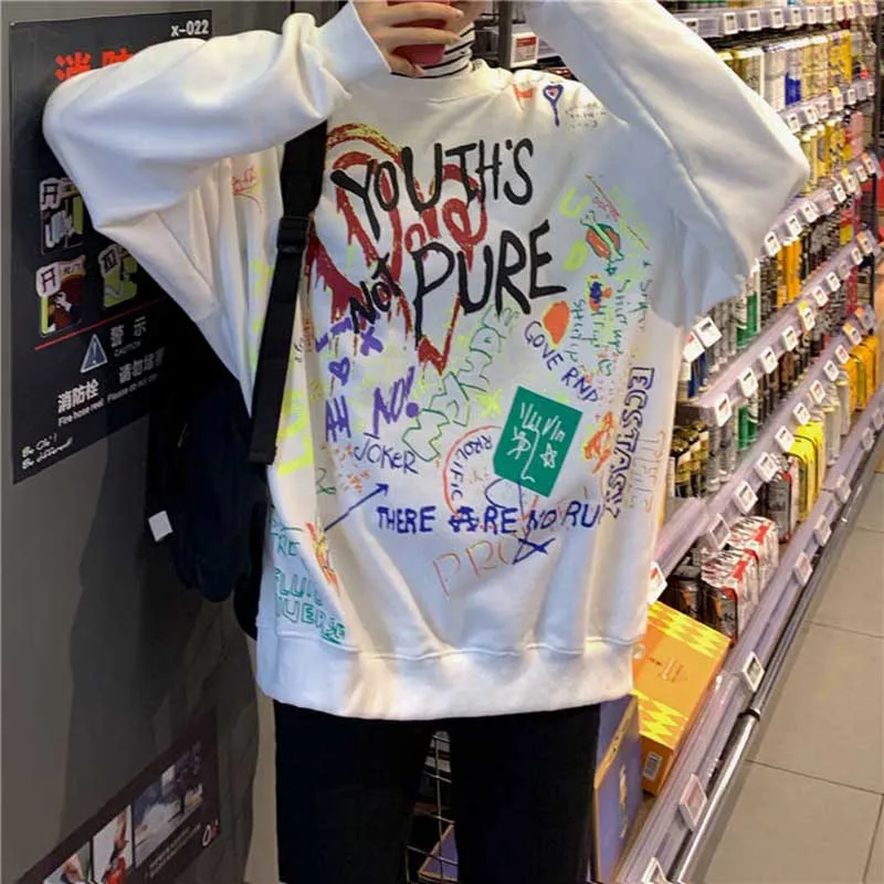 

gothic hip hop pullover Streetwear Print Lady Sweatshirts Women O-Neck Loose Clothes Female Autumn Hip Hop Casual Pullovers