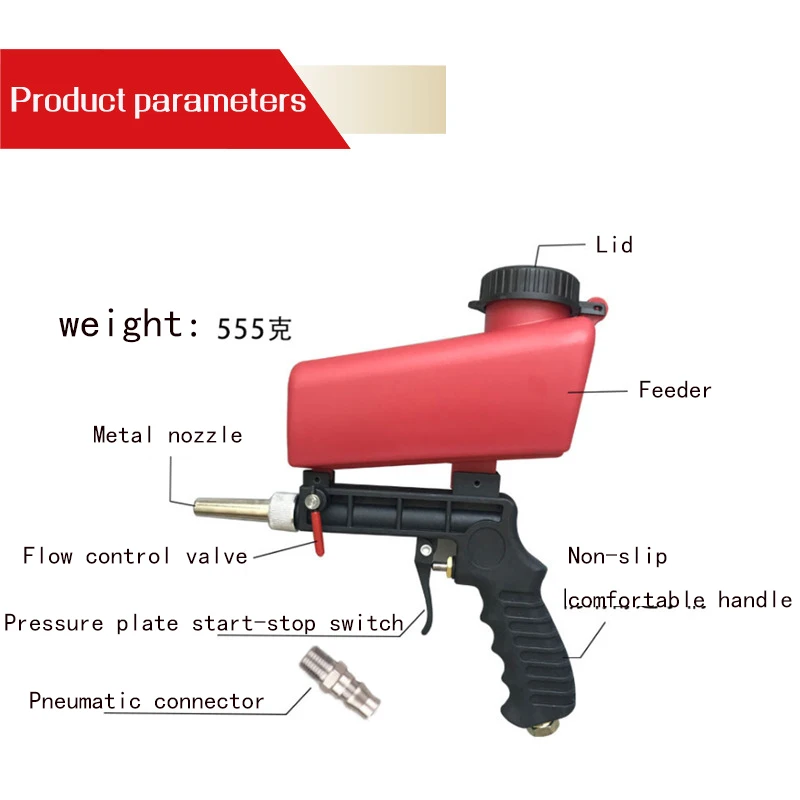 Portable Adjustable Gravity Sandblasting Gun Pneumatic Set Rust Blasting Device Mini Machine | Инструменты