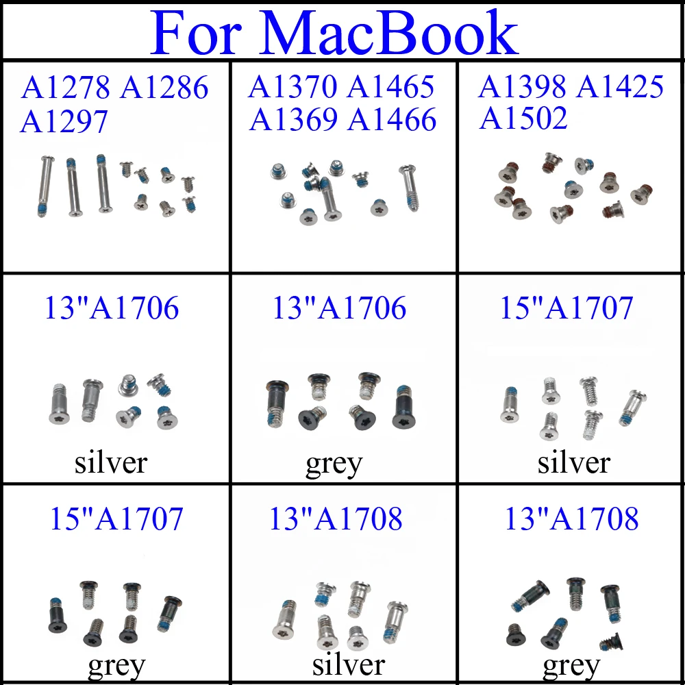 Винты для задней крышки MacBook Pro Retina 13 дюймов 15 A1502 A1425 A1398 A1278 A1286 A1370 A1706 A1707 A1708|Шлейфы