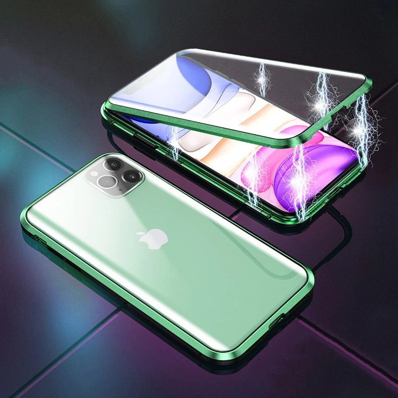 Магнитный чехол для iPhone 11 X Xr Xs Max 6 6s 7 8 Plus, противоударный чехол для iPhone 11 Pro Max, задняя крышка из закаленного стекла