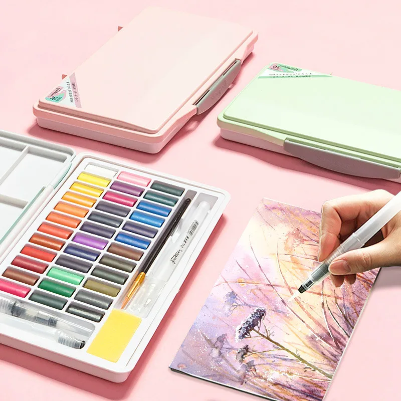 Акварельные краски в наборе однотонный порошковый детский ручка для рисования