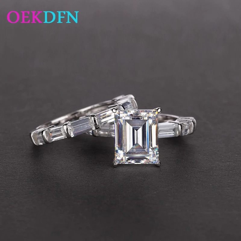 

OEKDFN Vintage 100% 925 Sterling Silver Rings Emerald Citrine Sapphire Ruby Topaz Gemstone Wedding Engagement Ring Women Jewelry