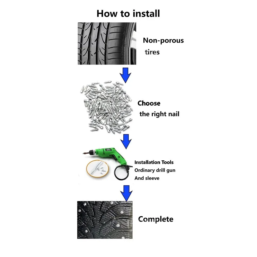 

100pcs/200pcs Car Tire Spikes Anti-Slip Spikes For Winter Rubber Automobile Tire Studding Tool Vehicle Accessories