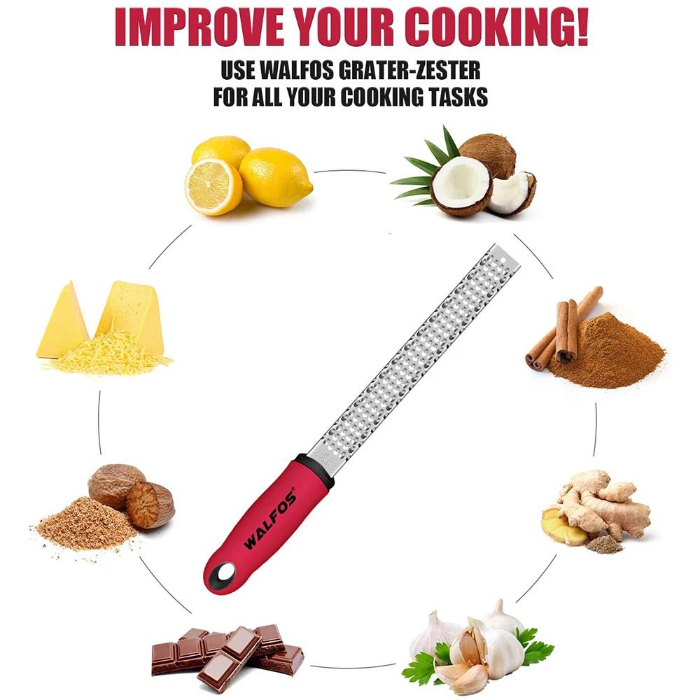 

Walfos Multifunction Stainless Steel Lemon Zester Fruit Peeler Cheese Zester Microplane Grater Fruit Vegetable