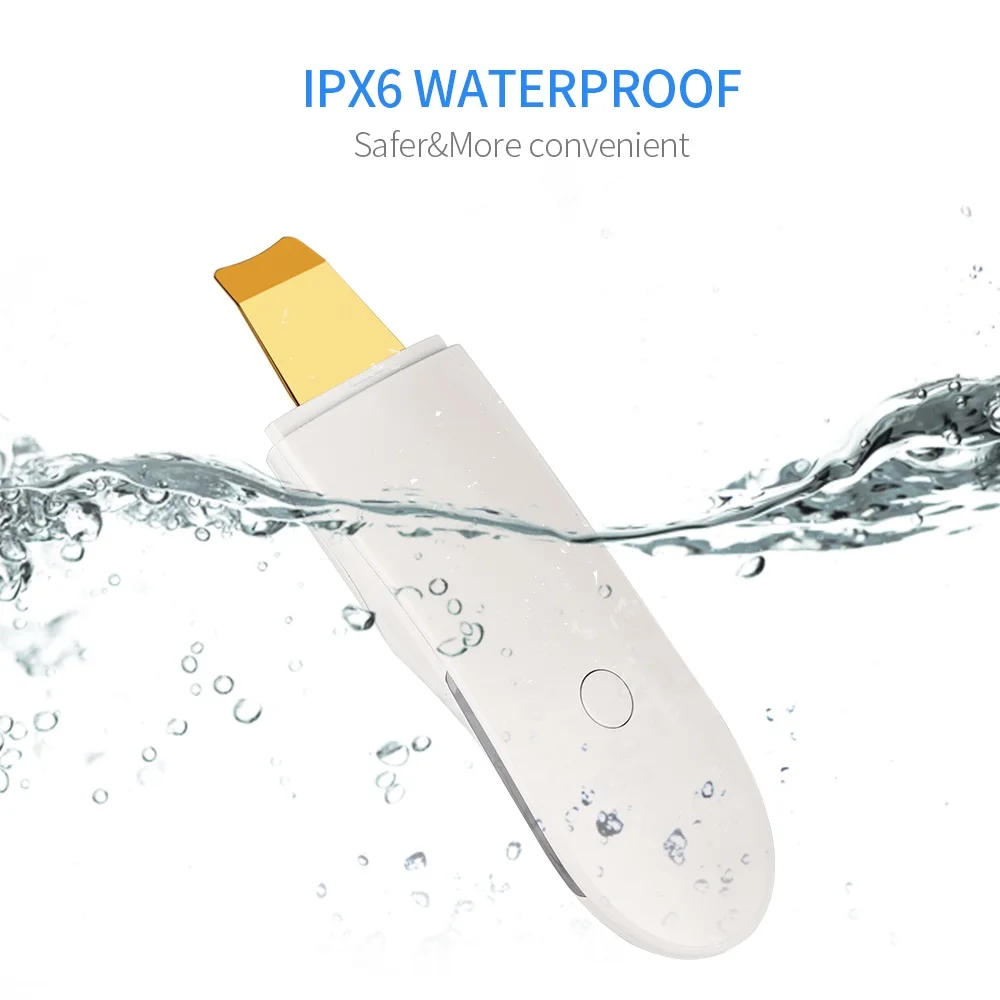 Водонепроницаемый ультразвуковой скребок для кожи лица пилинг Глубокая чистка