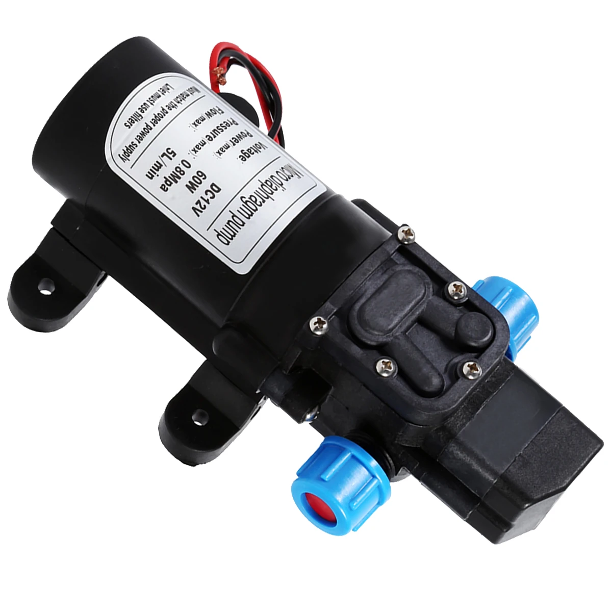 

Multifunction Accessory 60W 12V 115PSI Water Pump High Pressure Flow Rate 5L/Min Self-Priming DC Micro Diaphragm Pump