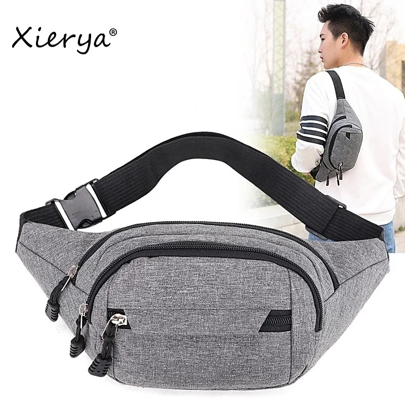 Xierya Men Chest Bag Couples Waist Bag Multi-functional Wear-resistant Outdoor Sports Bags Mobile Wallet Cash Purse Fanny Pack