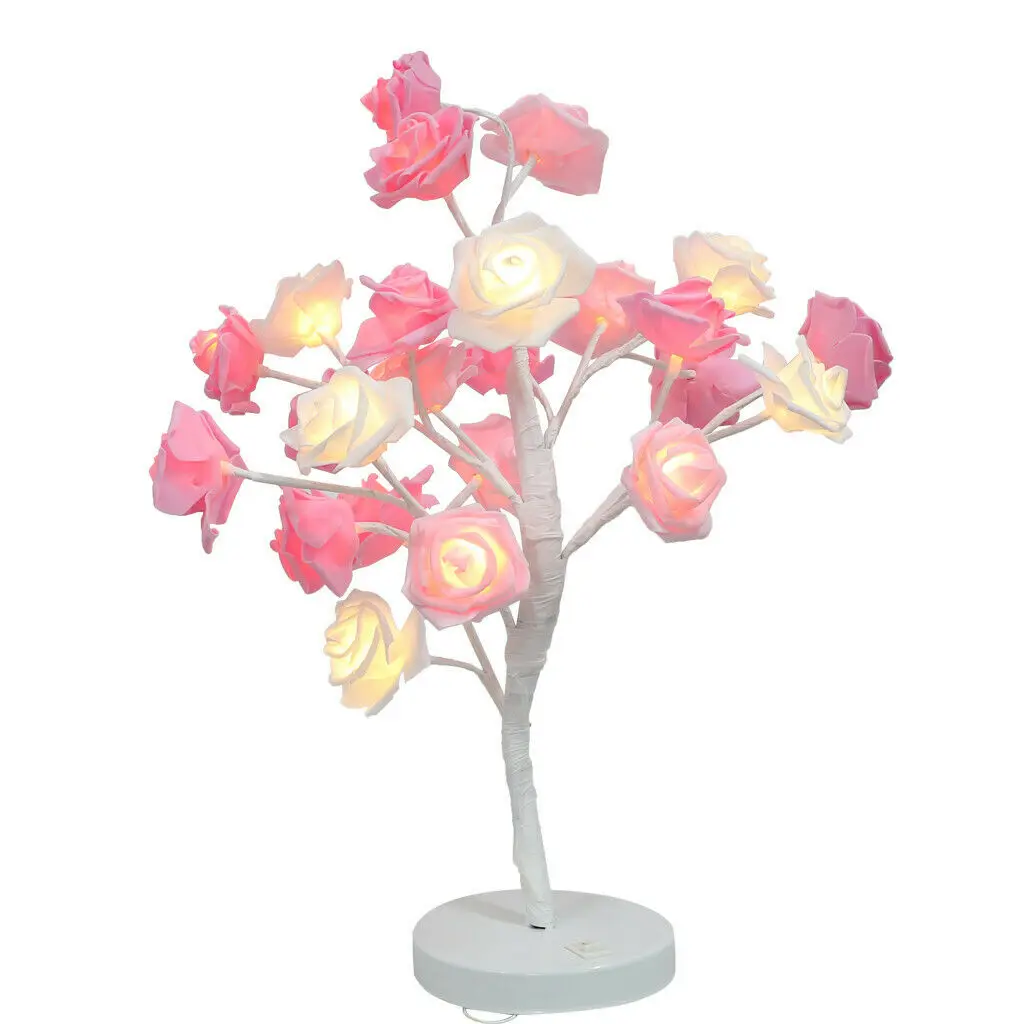 

Hot LED Lamp Rose Flower Tree Shape Battery Powered Decorative LED Table Lights Parties Xmas Wedding VJ-Drop