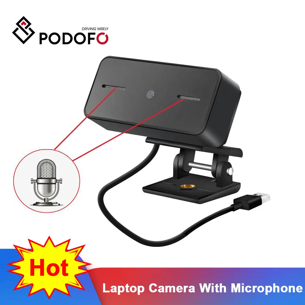 

Веб-камера Podofo с автофокусом, 1080P, HD, встроенный микрофон, USB