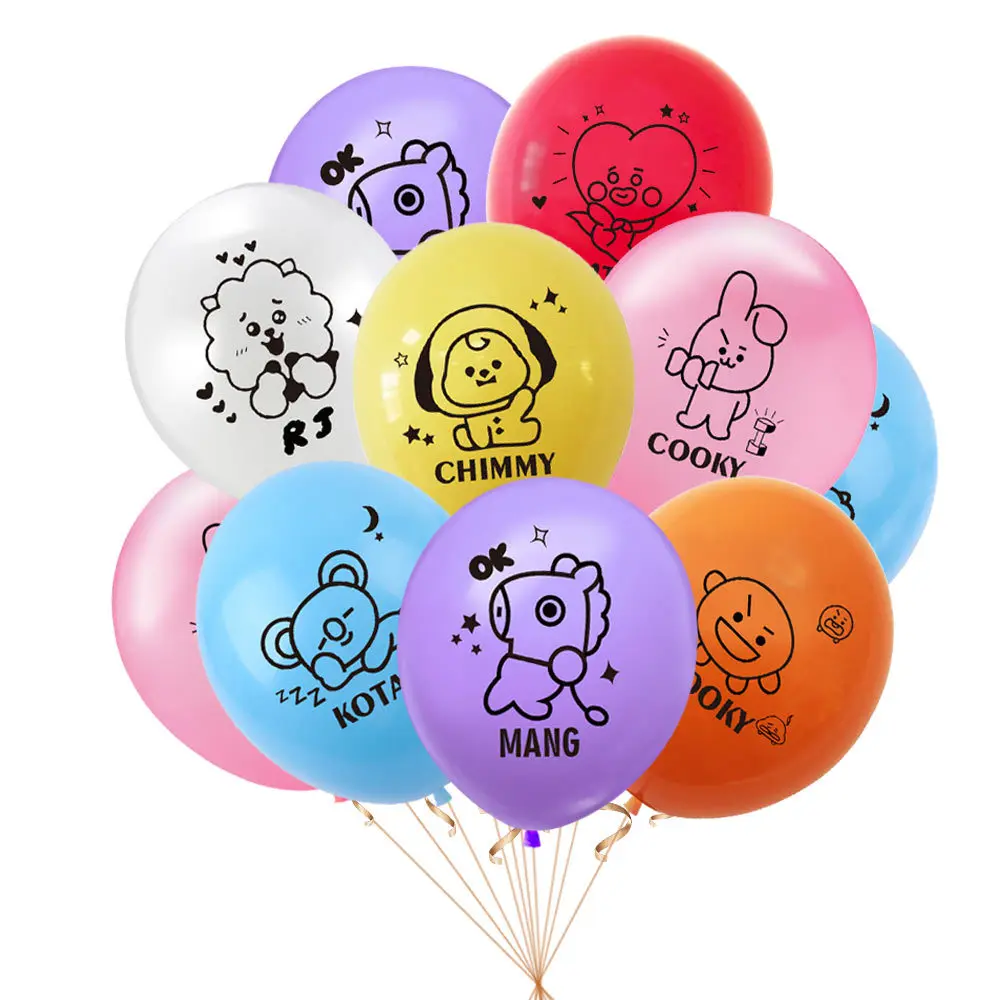 Suministros para fiesta de cumplea&ntilde;os de Kpop Bangtan Boys, incluye pancarta, adorno para pastel, decoraci&oacute;n para cupcakes, globo para fiesta de cumplea&ntilde;os de ni&ntilde;a-2