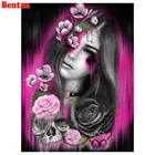 5D алмазная живопись Череп женщина Роза мозаика Алмазная вышивка полная квадратная круглая Стразы Картина Набор для вышивки крестиком рукоделие