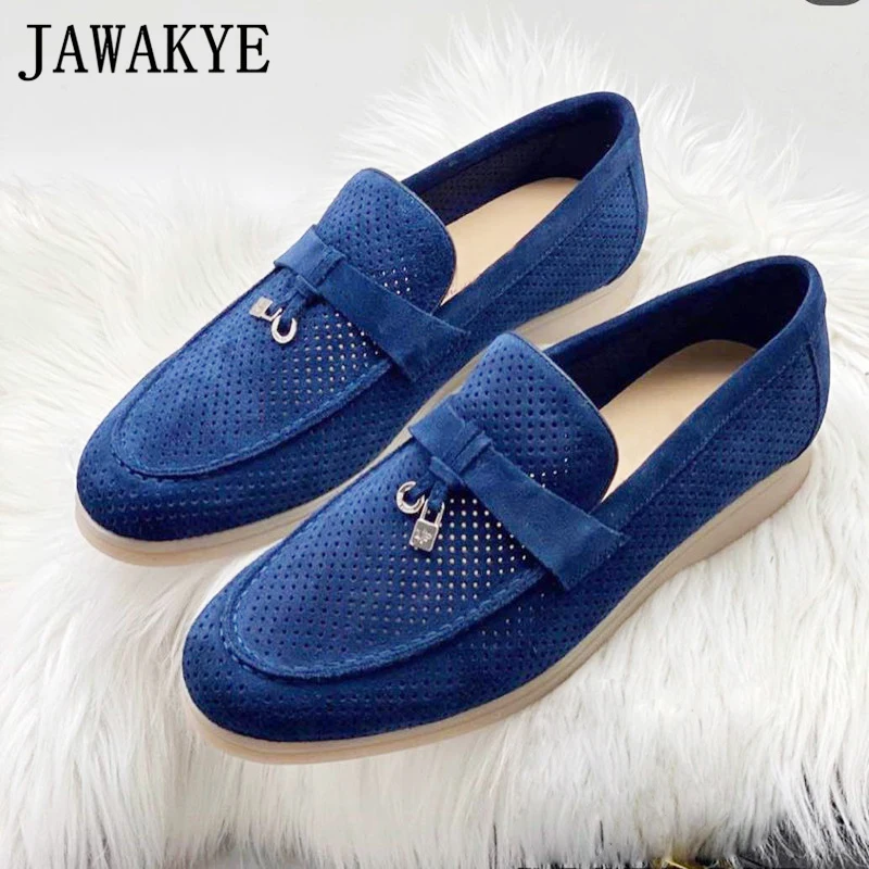 Женские открытые сандалии из натуральной замши на плоской подошве летние