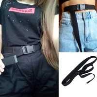 women men unisex canvas belts casual female plastic buckle tactical waist belts harajuku solid color long black jeans waistband
