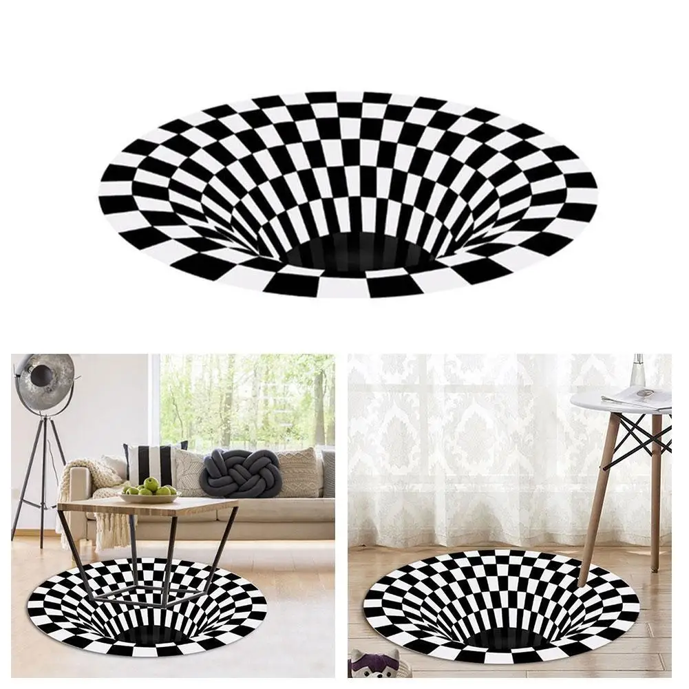 

1 шт. 3D иллюзионный ковер, круглый дверной коврик из полиэстера, кофейный декоративный ковер, одеяло для дивана, иллюзионный ковер для стола, ...