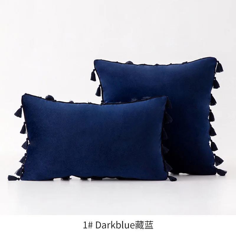 

Velvet Cushion Cover 45x45cm with Tassel Ins Styel Solid Color Comfortable Pillowcase Home Sofa Decoration Bedroom Livingroom