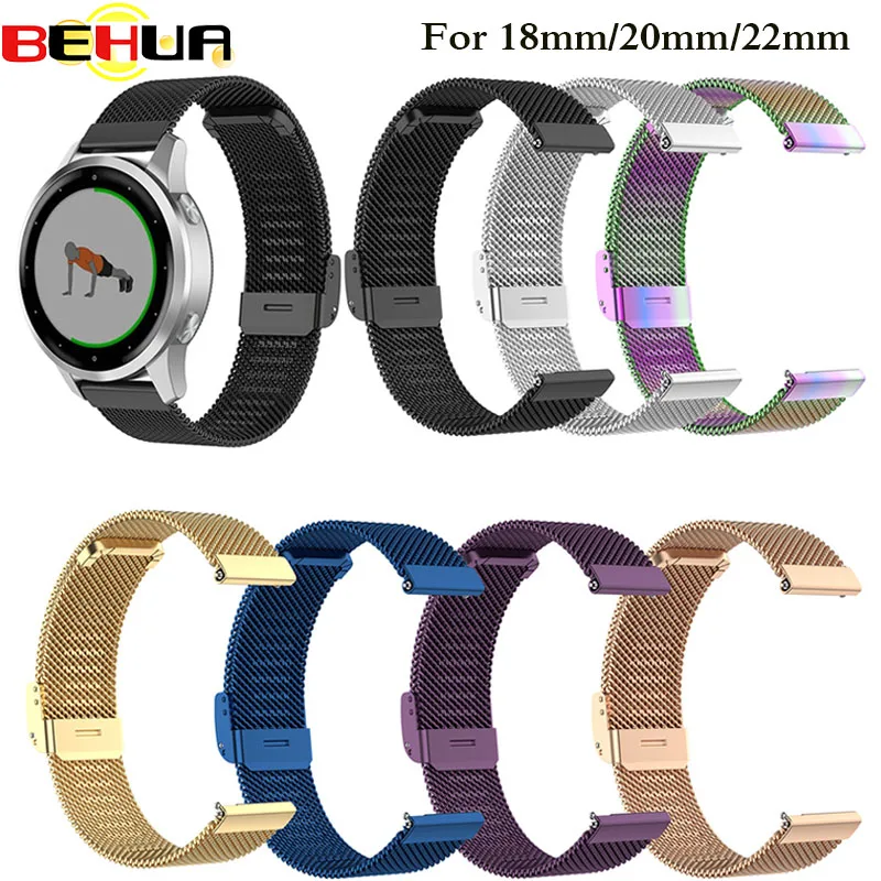 

New 18mm/20mm/22MM Watchband Milanese Strap for Garmin forerunner 245 645 Vivomove 3 Vivoactive 4 4S Bracelet Watch Band Correa