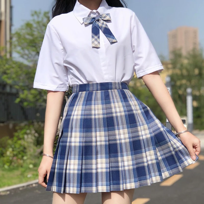 

[Doubts] Girl's Summer High Waist Pleated Skirts Plaid Skirts Women Elegant JK Uniforms Girl School Dress Student Cloths