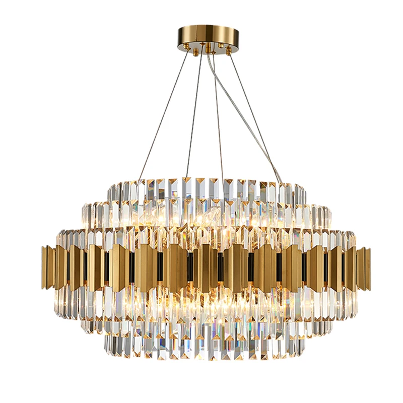 

Led Modern Stainless Steel Crystal Golden Round Chandelier Indoor Light Fixture Lampen Lustre Suspension Luminaire Art Decor