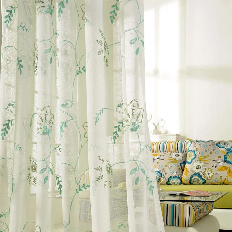 

Modern Curtains For Living Dining Room Bedrooms Idyllic American Embroidered Fabric Tulle Curtain Finished Product Customization