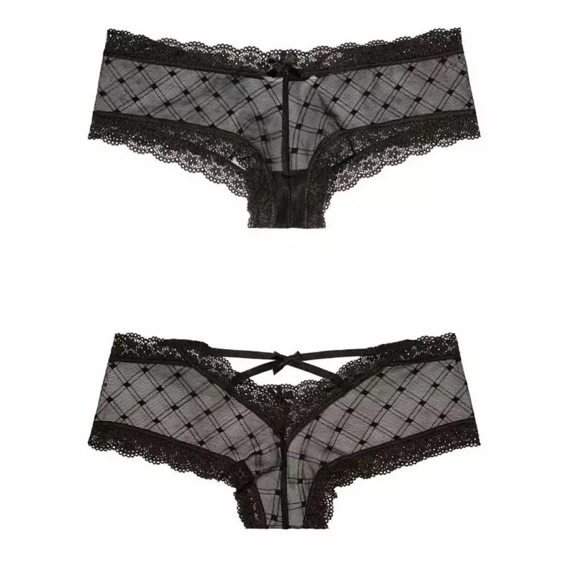 

New Women's Solid Color Gauze Sexy Panties Breathable Transparent Lace Western Style Low Waist Hollow-out Seamless Ladies Briefs