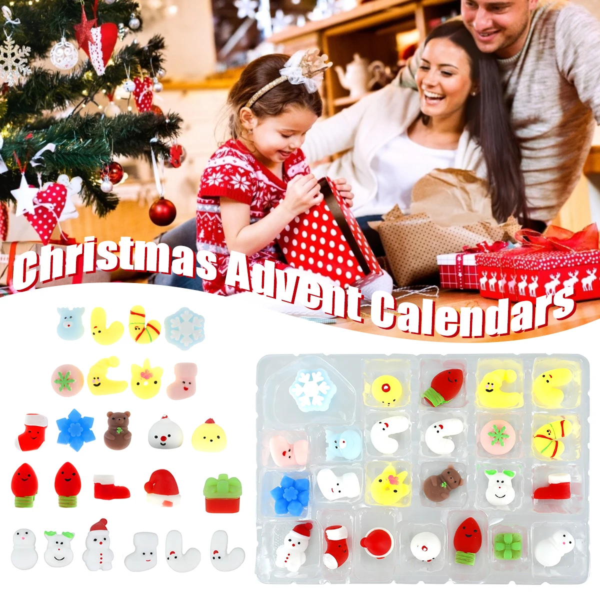 

24pcs Christmas Countdown Calendar set Kids Car Toys Advent Calendar Decompression Toys for Children Surprise Squishy Toys Gift