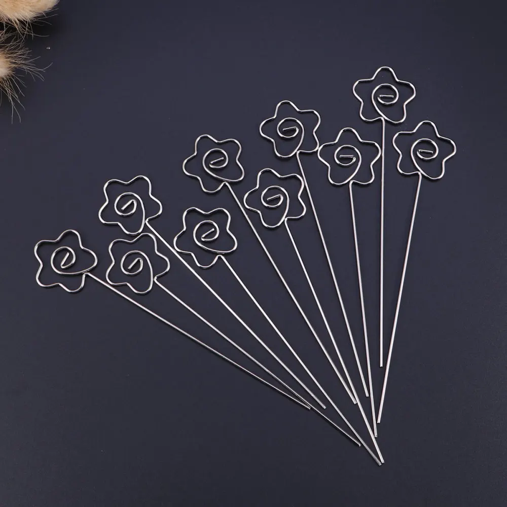 

50 Pcs DIY Metal Photo Clip Holders Flower Shape Table Holders Decorative Picture Stand for Home Office Shop - 1.2x120mm (