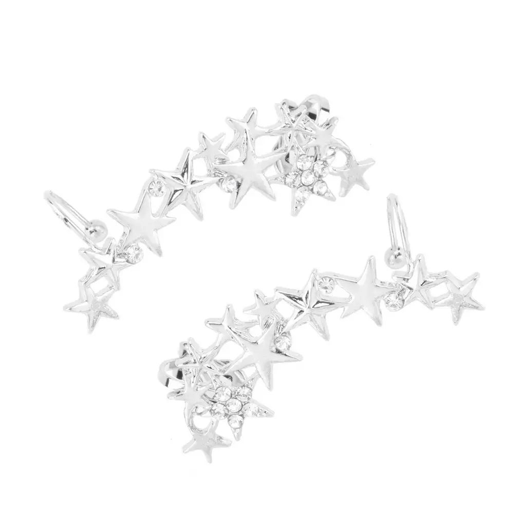 1 пара модных звездочек клипсы для ушей Кафф серьги без пирса свадебные