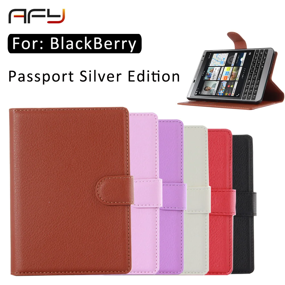 Чехол AFY из искусственной кожи для BlackBerry Passport серебристый чехол Магнитный