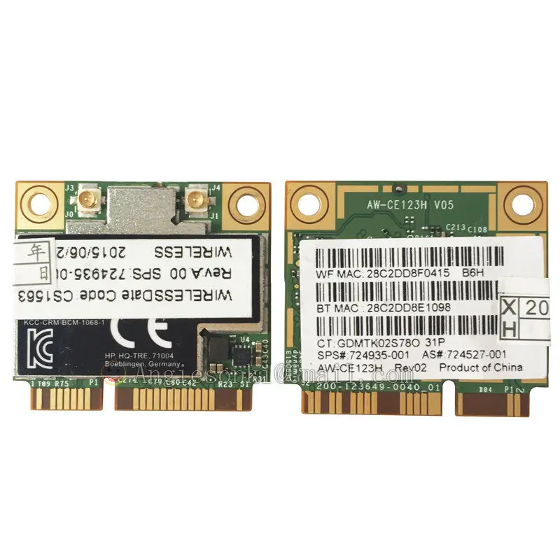 BCM94352HMB 94352 BCM4352 DUAL BAND WiFi Card for HP Broadcom+ Bluetooth 4.0 867 Mbps Mini PCI-E 802.11ac SPS 724935-001 725 755 |