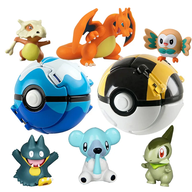 

Poke Pika + 1pcs Free Random Tiny Figures Inside Action Figures Toys Ball
