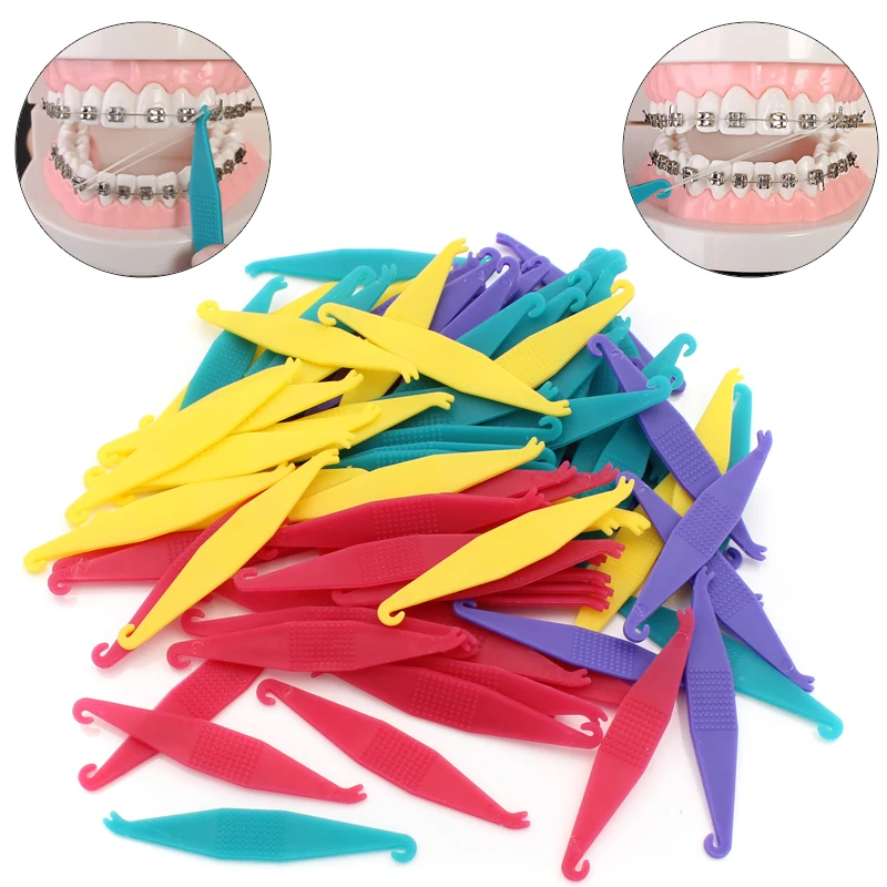 

Hot Sale 100pcs/pack Disposable Rubber Band Orthosis Dental Traction Hook Cable Placer Tools Teeth Care Tie Loop Supporter