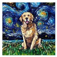 5d diy diamond painting dog starry night animal pattern full square drill cross stitch embroidery home decor