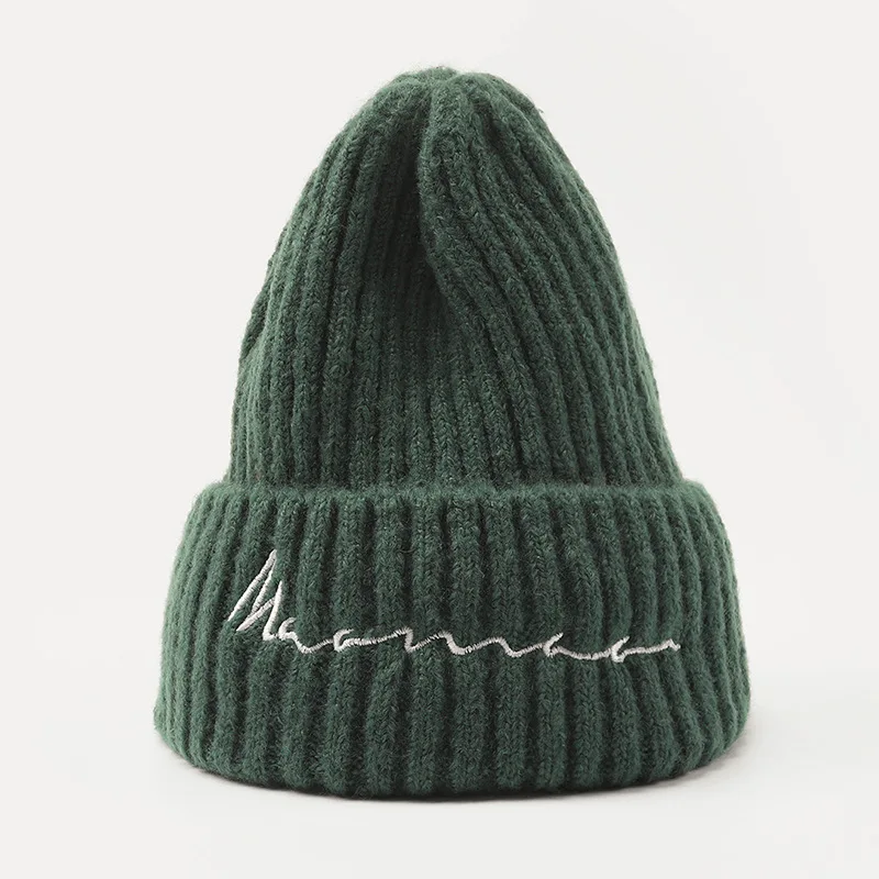 Детская зимняя шапка милая однотонная вязаная с вышивкой оптовая продажа теплая