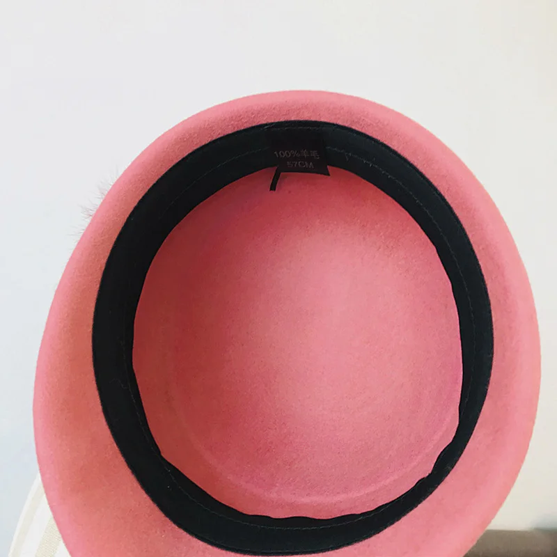 

Winter Hat for Women Warm Soft Real Fur Adorn Wool Beret Lady Cloche Round Hat Crushable Chunky Bucket Vintage Hat Visor Quality