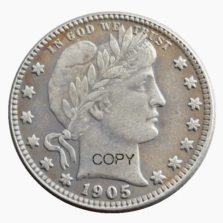 

США 1905 P/S/O Парикмахерская четверть долларов Посеребренная копия монеты