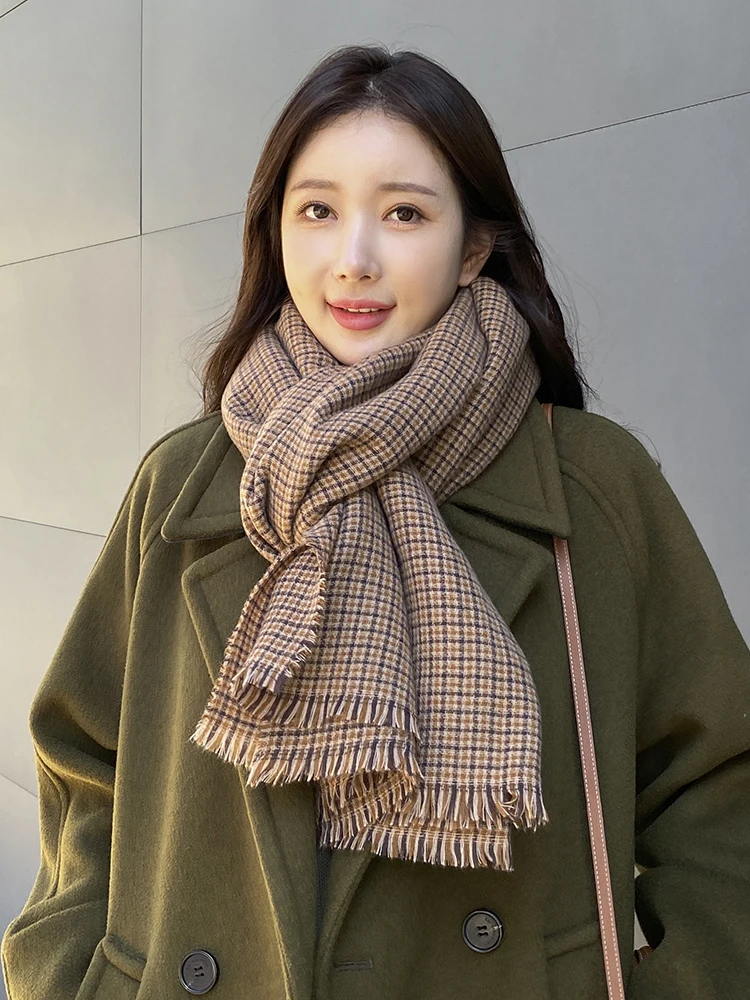 

Scarf female autumn and winter plaid thick warmth shawl dual-use retro long bib