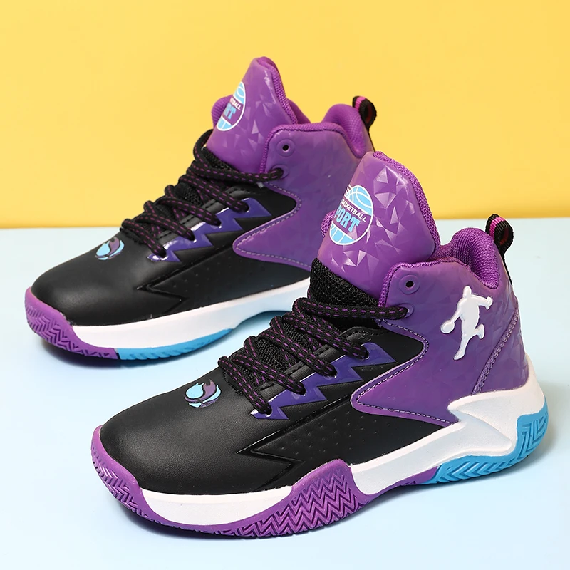 

Basketball Children Shoes For Boys Sneakers Kids Casual Shoes Girls Sneakers Sport Waterproof Leather Lace-up Anti-slippery 2021