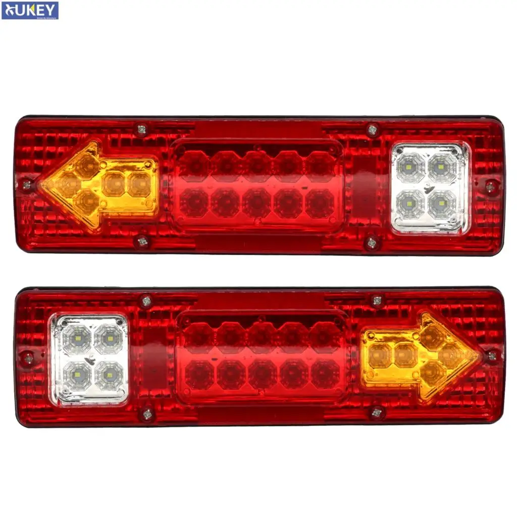 19 luci posteriori a LED per rimorchio Bar DC 12V coda indicatore di direzione luci di marcia freno di retromarcia per camion rimorchio RV UTV Camper rosso bianco