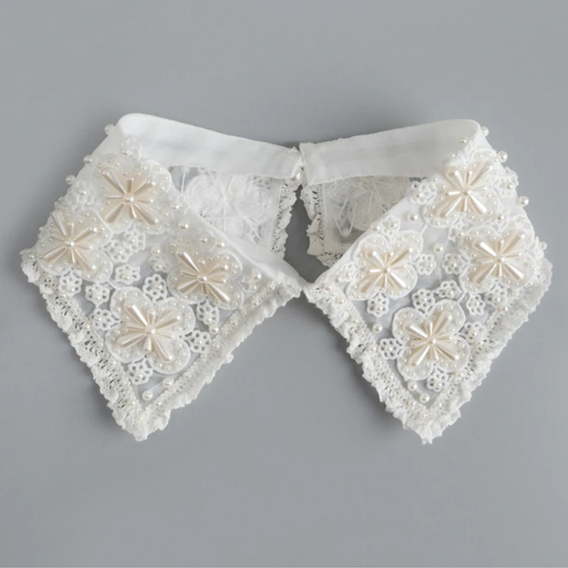 Вышивка с цветочным рисунком кружевное поддельное ожерелье-Воротник Манишка