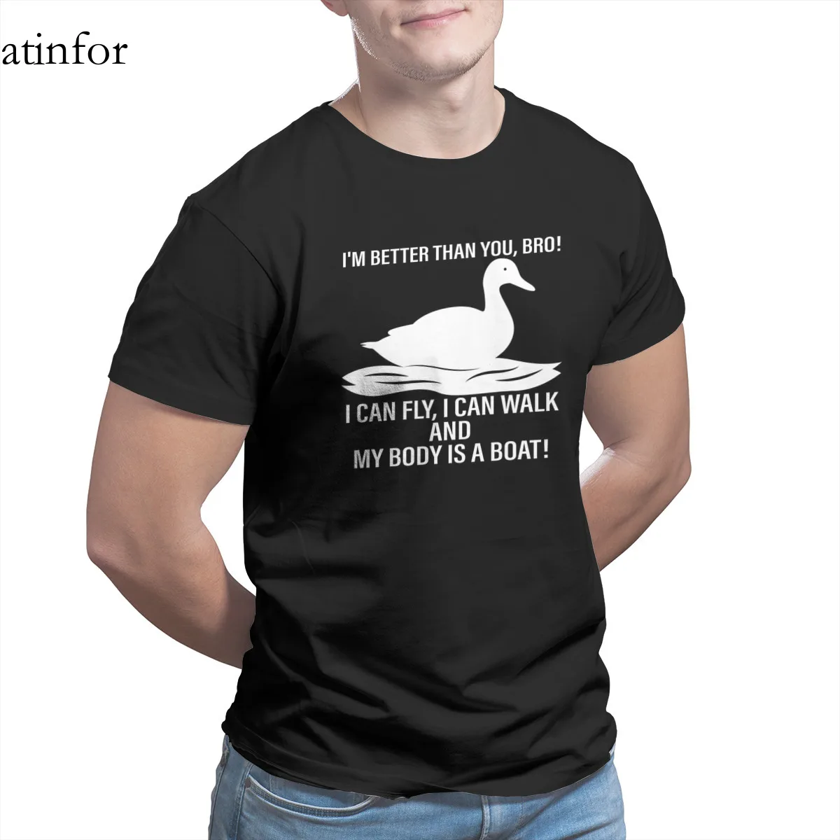 

I am Better Than You Bro Cute duck poison T-Shirt 100% Cotton Couples Matching Sleeve Streetwear Tops Top quality Men 28867