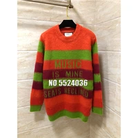2021 new casual stripe winter mohair sweater women knitted o neck pullover sweater long sleeve loose jumper sweaters