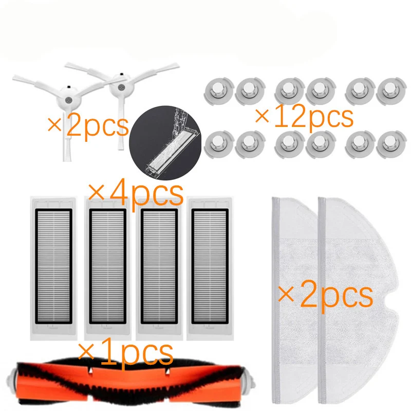 21pcs lot Тряпки для мокрой уборки фильтр боковая щетка рулон щетка подходит для Xiaomi Roborock Robot S50 S51 Запчасти для пылесоса наборы - Цвет: 21pcs lot